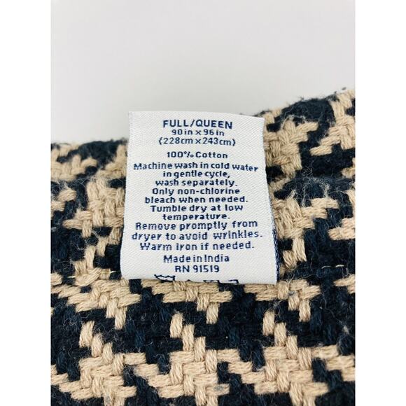 Rare Cremieux Daniel Houndstooth Cotton Queen Blanket Brown Black Large Coverlet - Picture 4 of 8